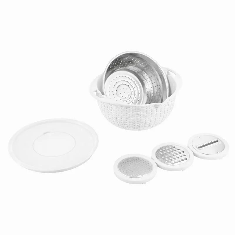 Cesto Multiprocessador 4 em 1 - Escorredor com Ralador e Fatiador